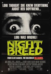 6x577 NIGHT BREED 1sh '90 Clive Barker, David Cronenberg, Craig Sheffer!