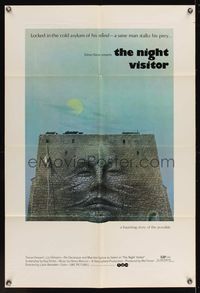 6x585 NIGHT VISITOR 1sh '71 Max Von Sydow, creepy artwork of face in stone wall!