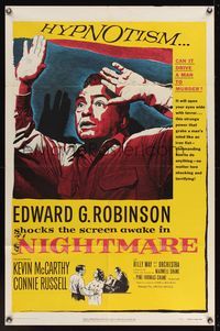 6x592 NIGHTMARE 1sh '56 art of Edward G. Robinson, from the Cornel Woolrich novel!