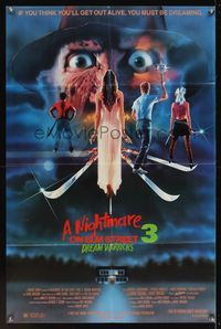6x597 NIGHTMARE ON ELM STREET 3 1sh '87 cool horror artwork of Freddy Krueger by Matthew Peak!