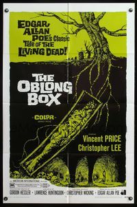 6x603 OBLONG BOX 1sh '69 Vincent Price, Christopher Lee, Edgar Allan Poe, cool horror art!