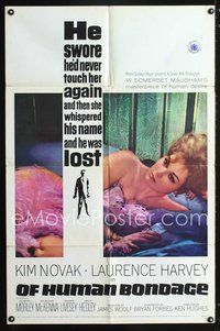 6x607 OF HUMAN BONDAGE 1sh '64 super sexy Kim Novak can't help being what she is!