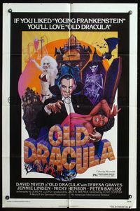 6x608 OLD DRACULA 1sh '75 Vampira, David Niven as Dracula, Clive Donner, wacky horror art!