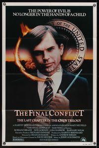 6x616 OMEN 3 - THE FINAL CONFLICT 1sh '81 creepy image of Sam Neill as President Damien!