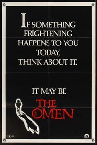 6x612 OMEN It May Be style teaser 1sh '76 Gregory Peck, Lee Remick, Satanic horror!