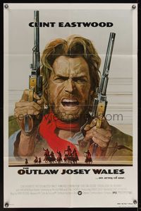 6x626 OUTLAW JOSEY WALES 1sh '76 Clint Eastwood is an army of one, cool double-fisted artwork!
