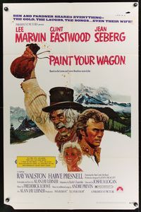 6x629 PAINT YOUR WAGON 1sh '69 art of Clint Eastwood, Lee Marvin & pretty Jean Seberg!