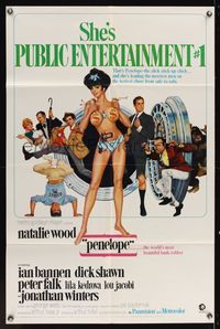6x640 PENELOPE 1sh '66 sexiest artwork of Natalie Wood with big money bags and gun!