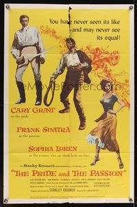 6x680 PRIDE & THE PASSION 1sh '57 Cary Grant w/sword, Frank Sinatra w/whip, sexy Sophia Loren
