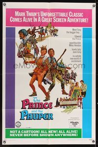 6x683 PRINCE & THE PAUPER 1sh '69 Childhood Productions, Jack Thurston art!