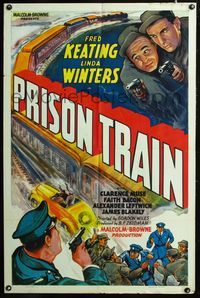 6x686 PRISON TRAIN 1sh '38 Fred Keating, Linda Winters, cool car racing alongside train artwork!
