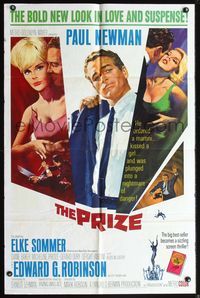 6x692 PRIZE 1sh '63 great Howard Terpning art of Paul Newman in suit and tie & sexy Elke Sommer!