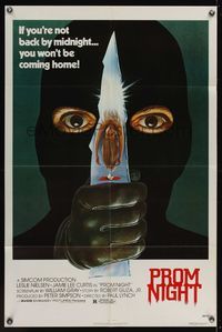6x696 PROM NIGHT 1sh '80 Jamie Lee Curtis won't be coming home, wild horror art!