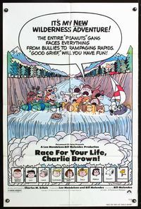 6x707 RACE FOR YOUR LIFE CHARLIE BROWN 1sh '77 Charles M. Schulz, art of Snoopy & Peanuts gang!