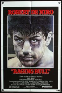 6x709 RAGING BULL 1sh '80 classic close up boxing image of Robert De Niro, Martin Scorsese