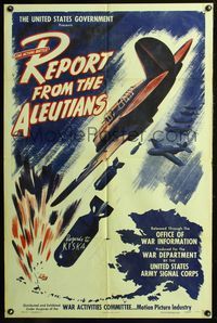6x719 REPORT FROM THE ALEUTIANS style A 1sh '43 cool art of USAAF bombers!
