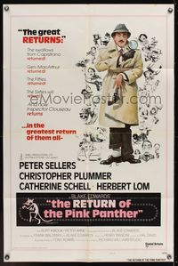 6x723 RETURN OF THE PINK PANTHER style B 1sh '75 Peter Sellers as Inspector Jacques Clouseau!