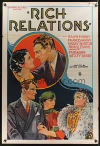 6x729 RICH RELATIONS 1sh '37 really cool art of Ralph Forbes & Frances Grant!