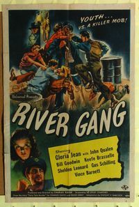 6x736 RIVER GANG 1sh '45 Gloria Jean, John Qualen, youth vs. a killer mob!