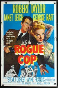 6x744 ROGUE COP 1sh '54 Robert Taylor, George Raft, sexy Janet Leigh is a thing called temptation!