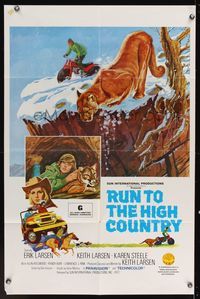 6x748 RUN TO THE HIGH COUNTRY 1sh '72 Keith Larsen, cool artwork of mountain lion!