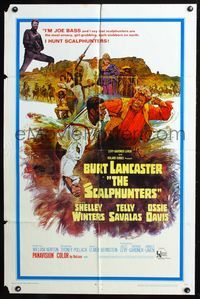 6x759 SCALPHUNTERS 1sh '68 great art of Burt Lancaster & Ossie Davis fighting in mud!
