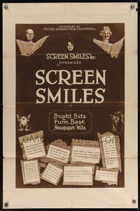 6x001 SCREEN SMILES 1sh '10s super early cartoon poster, from the best newspaper wits!