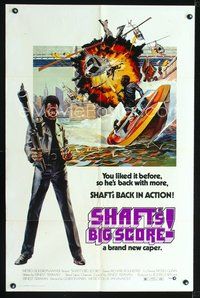 6x779 SHAFT'S BIG SCORE 1sh '72 great artwork of mean Richard Roundtree with big gun by John Solie!