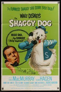 6x782 SHAGGY DOG 1sh R74 Disney, Fred MacMurray in the funniest sheep dog story ever told!