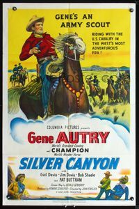 6x794 SILVER CANYON 1sh '51 cool artwork of cowboy Gene Autry with gun & Champion!