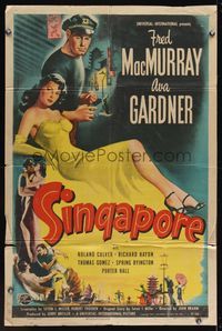 6x796 SINGAPORE 1sh '47 artwork of sexy Ava Gardner, Fred MacMurray!