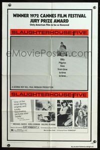 6x807 SLAUGHTERHOUSE FIVE 1sh '72 Kurt Vonnegut, Holly Near, Michael Sacks, Vallerie Perrine