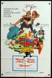 6x809 SLEEPER 1sh '74 Woody Allen, Diane Keaton, wacky futuristic sci-fi comedy art by McGinnis!