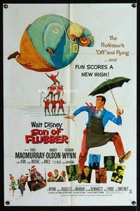 6x823 SON OF FLUBBER 1sh R70 Walt Disney, art of absent-minded professor Fred MacMurray!