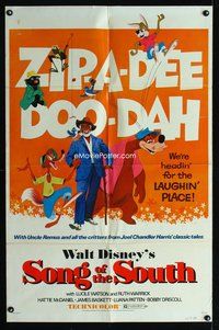 6x824 SONG OF THE SOUTH 1sh R72 Walt Disney, Uncle Remus, Br'er Rabbit & Br'er Bear!