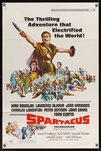 6x832 SPARTACUS style B 1sh R67 classic Stanley Kubrick & Kirk Douglas epic!