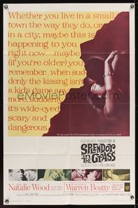 6x837 SPLENDOR IN THE GRASS 1sh '61 Natalie Wood kissing Warren Beatty, directed by Elia Kazan!