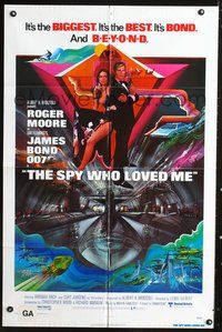 6x840 SPY WHO LOVED ME 1sh '77 great art of Roger Moore as James Bond 007 by Bob Peak!