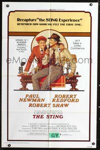 6x853 STING Academy Awards style 1sh R77 best art of con men Paul Newman & Redford by Richard Amsel!