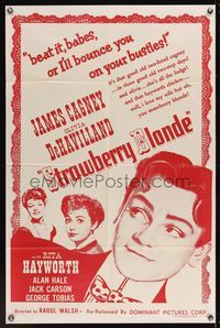 6x860 STRAWBERRY BLONDE 1sh R57 James Cagney in suit, Olivia De Havilland, Rita Hayworth!