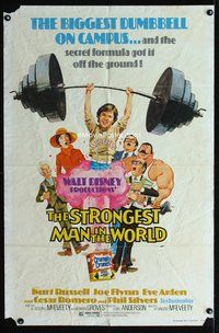 6x861 STRONGEST MAN IN THE WORLD revised 1sh '75 Walt Disney, art of teenage Kurt Russell!
