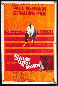 6x869 SWEET BIRD OF YOUTH 1sh '62 Paul Newman, Geraldine Page, from Tennessee Williams' play!