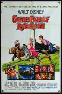 6x871 SWISS FAMILY ROBINSON 1sh R72 John Mills, Walt Disney family fantasy classic!