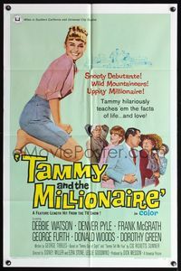 6x878 TAMMY & THE MILLIONAIRE 1sh '67 sexy Debbie Watson learns facts of love, from the TV show!