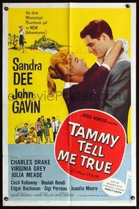 6x879 TAMMY TELL ME TRUE 1sh '61 great art of Sandra Dee about to kiss John Gavin!