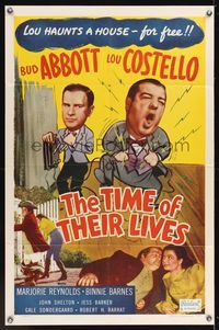 6x914 TIME OF THEIR LIVES 1sh R51 wacky art of Abbott & Costello!