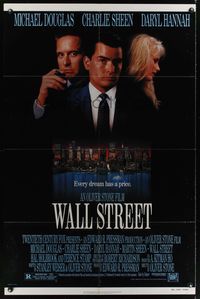 6x959 WALL STREET 1sh '87 Michael Douglas, Charlie Sheen, Daryl Hannah, Oliver Stone!