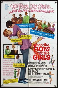 6x969 WHEN THE BOYS MEET THE GIRLS 1sh '65 Connie Francis, Liberace, Herman's Hermits!