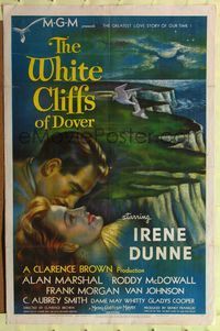 6x977 WHITE CLIFFS OF DOVER style C 1sh '44 Irene Dunne & Marshal in the greatest love story!