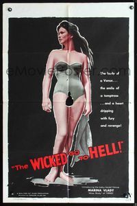 6x984 WICKED GO TO HELL 1sh '60 sexiest image of baby-faced Venus Marina Vlady!